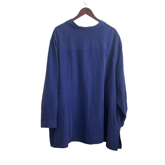 Catherines Women Tunic Top 32 Royal Blue Button Up Career Workwear Classic NEW - Picture 3 of 9